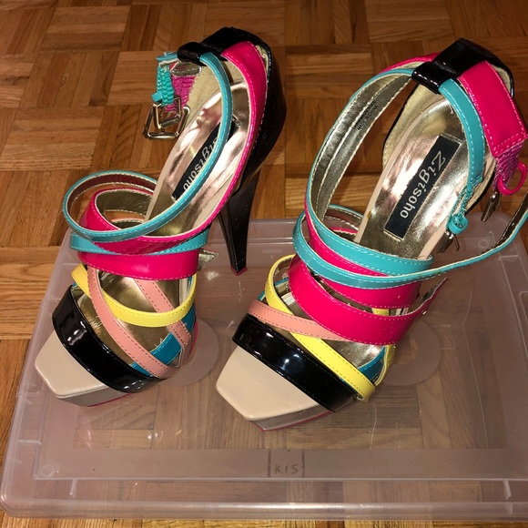 Multi color Zigi Soho shiny strapped heels - Picture 2 of 3